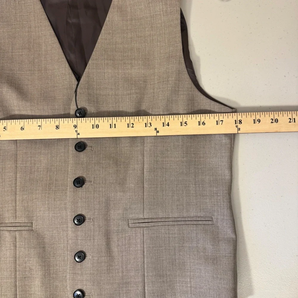 Reiss Waistcoat Men 36 Light Brown Rope-Textured Wool Formal Vest‎ NEW